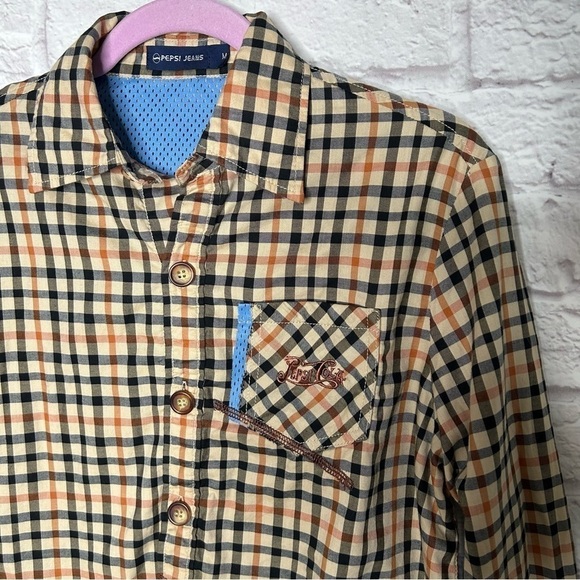 Pepsi Jeans Plaid High Low Button Down Long Sleeve Shirt - Picture 7 of 14
